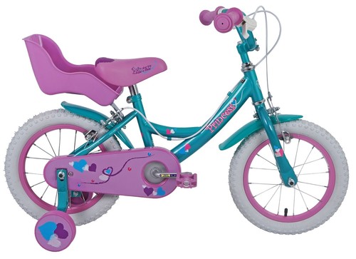 Dawes Girls 14" Princess Bike & Doll Carrier Seat Kids Bicycle for 3+ Years Old - Picture 2 of 8