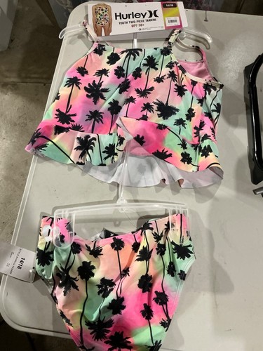 Neu! Mädchen HURLEY 2-teiliger Tankini Palme Badeanzug mehrere Größen - Bild 2 von 4