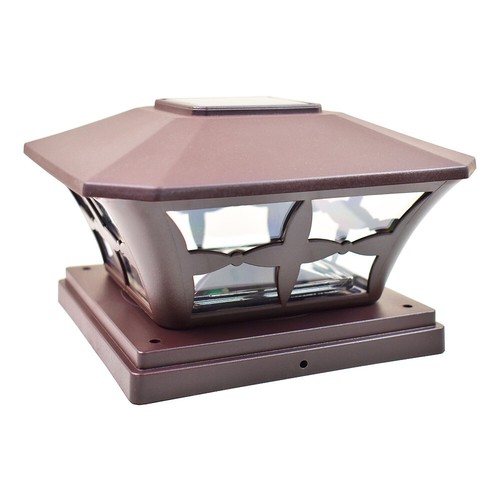 8 Black / Bronze / Brown / White 6 x 6 Solar Post Lights Outdoor Cap Fence Lamp - Picture 8 of 26