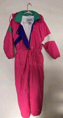 Vintage Ski-Schneeanzug Profil Einteiler Jugend Größe M Regular rosa bunt - Bild 3 von 20