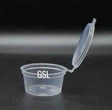 Plastic Small Food Grade Storage Container Pot Tub Hinged Lid - 30ml 1oz - (HL)