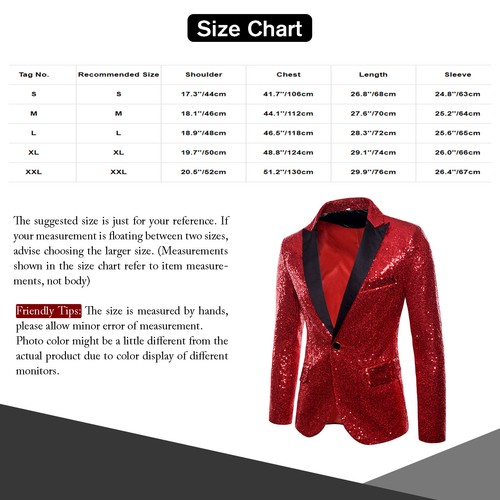 Mens Shiny Sequins Suit Long Sleeve Slim Lapel Clubwear Party Dinner Prom Blazer - Picture 11 of 26