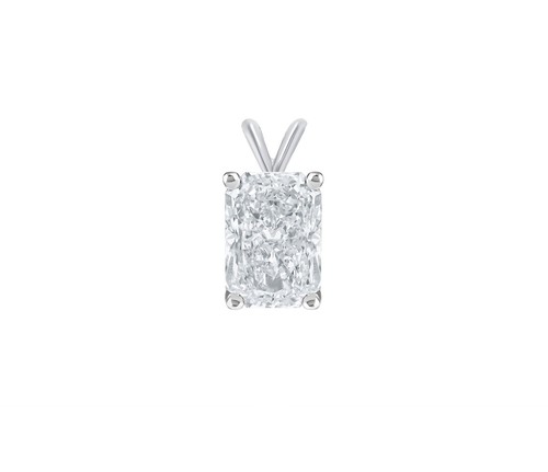 IGI E/VVS 1.25 Ct Radiant Cut Lab Grown Diamond Pendant Necklace 14K White Gold - Picture 2 of 2
