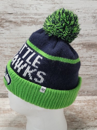 Seattle Seahawks NFL 47 Brand Knit Cap Beanie Winter Hat Pom One Size - Picture 3 of 11