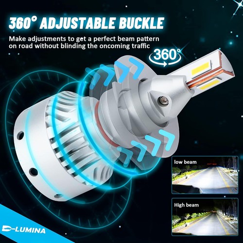 D-Lumina Lampadine H11 H8 H9 LED Lenticolari Canbus,120W 20000LM 6500K Bianco,Ve - Foto 11 di 13