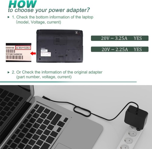 20V 3.25A Laptop Netzteil Ladegerät für Lenovo V15-ADA V15-IGL 81YE 82C5 82C7 - Bild 3 von 7