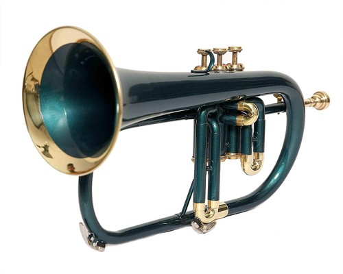 Pro Flugelhorn Bb KEYS FREE HARD CASE & MOUTHPIECE- Green-Polish
