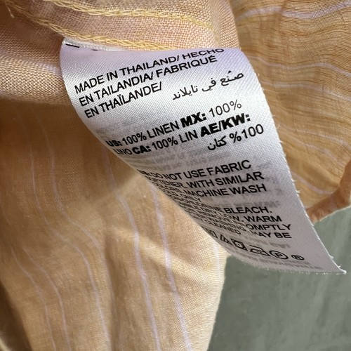 Blusa Top Camisa Chico's Talla 1 I US 8/10 Naranja Blanco Rayas Cuello Botones - Imagen 4 de 5