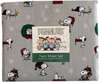 Peanuts Snoopy Christmas Wreaths, Lights and Santa Suit Twin Sheet Set Berkshire