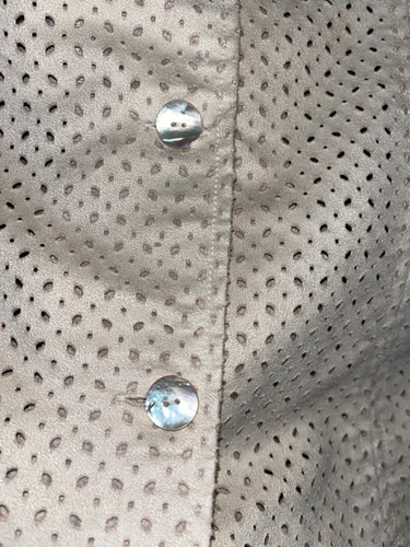 Ruby Rd Button Blazer Womens Size 14 Cream Faux Suede Eyelet - Picture 8 of 14