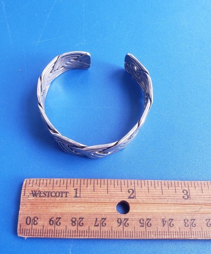 Vintage Sterlingsilber 925 Taxco Mexiko TE-5 Korb gewebt Manschette Armband - Bild 5 von 5
