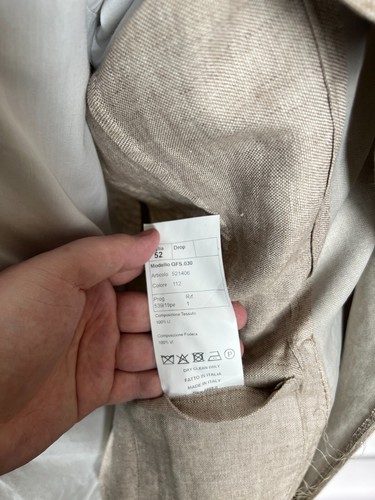 0909 Bongenie Grieder Beige Men's Summer Linen Unlined Blazer Jacket Size US 42 - Picture 9 of 11