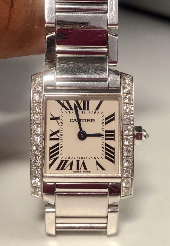 Cartier Tank Quartz レディース 時計 Authentic Cartier Tank Women's 20mm 18KT White Gold Quartz