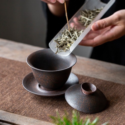 rohe Keramik Gaiwan Antikstil Chinesische Keramik Tureen Tasse Schüssel Untertasse Deckel - Bild 8 von 10