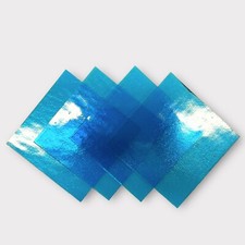 4 Pack Deep Blue Sky Transparent COE 96 Fusible Glass Sheets / Mosaic Squares