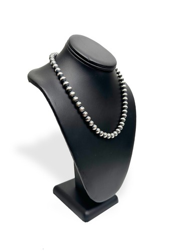 Native American 8mm Sterling Silver Navajo Pearls 14" Single Strand Necklace - Picture 6 of 10