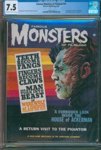 FAMOUS MONSTERS of FILMLAND #24 ⭐ CGC 7.5 ⭐ Rare! Werewolf Warren Magazine 1965