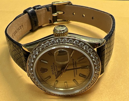 Vintage Rolex 18k Gold Ladies Date Just Self Winding Diamond Bezel Water Proof. - Picture 17 of 17