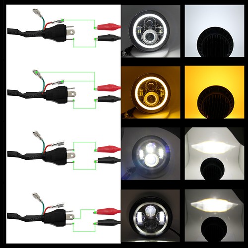 7''pouce LED phare Feux avant argent Hi-Lo Beam Lampe pour Har-ley JEEP Wrangler - Imagen 6 de 14