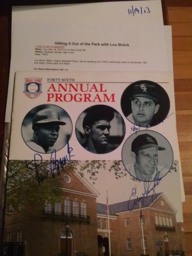Lou Brock Enos Slaughter Hoyt Wilhelm hand signed 7/28/85 HOF Induction Program - Picture 6 of 6