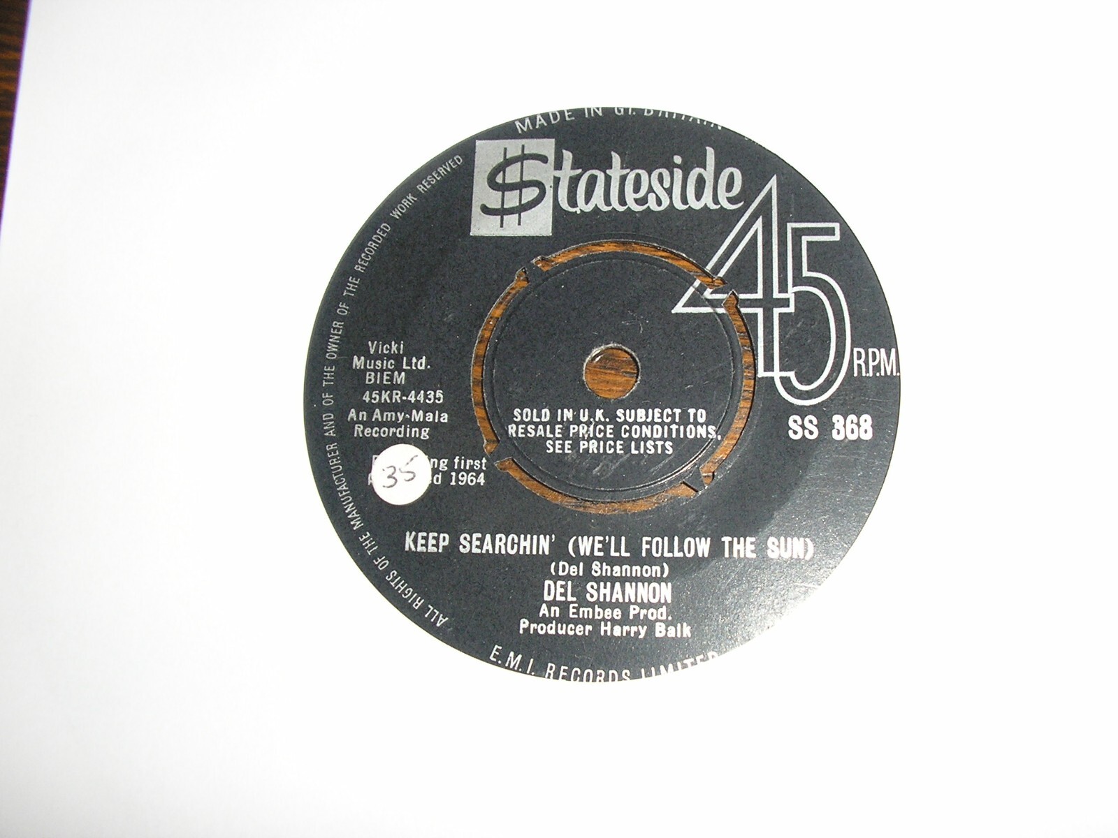 DEL SHANNON KEEP SEARCHIN' / BROKEN PROMISES  STATESIDE EX