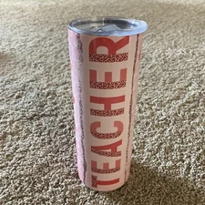 ZoneGrace Teacher Nutrition Stainless Steel Skinny Tumbler Pink