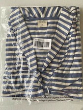 Soma Cool Nights Pajama Top Notch Collar Stripe Heather Dusk Short Sleeve Medium