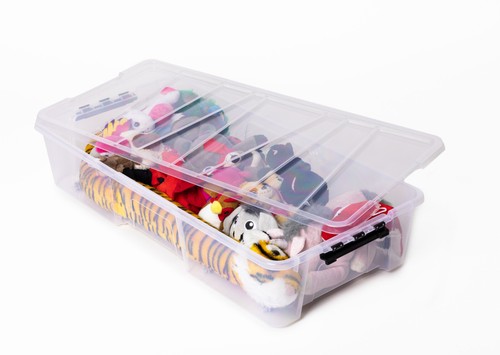 5x Unterbettbox Rollbox Aufbewahrungsbox mit Deckel 35L Spielzeugkiste Rollen - Bild 2 von 7