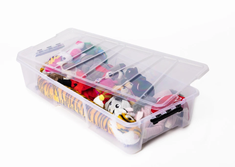 5x Unterbettbox Rollbox Aufbewahrungsbox mit Deckel 35L Spielzeugkiste Rollen - Bild 2 von 4