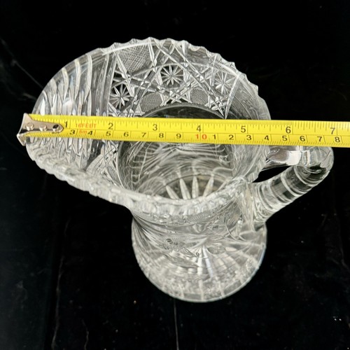Antique Vtg Crystal Pitcher Clear Floral Design Heavy lead crystal - Picture 10 of 14