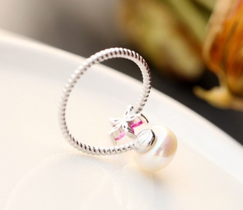 Anello In Perla Di Acqua Dolce Rosa Con Fiore In Argento Sterling 925 Regolabile - Imagen 10 de 10