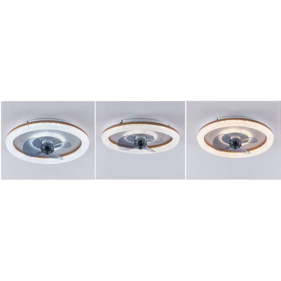3 Color Ceiling Fan Light LED Light Invisible Fan Chandelier w/ Remote Control - Image 4 of 4