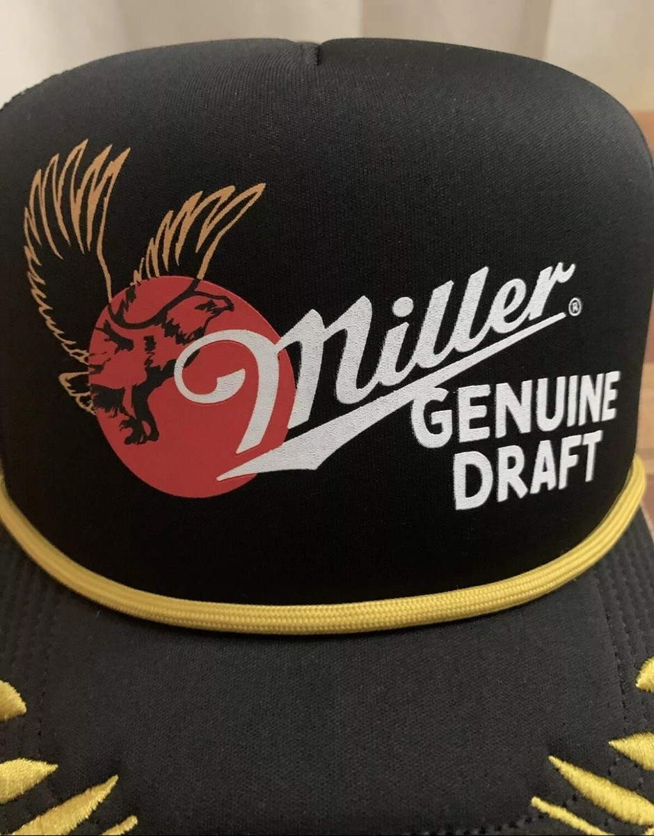 Miller Genuine Draft Snapback Trucker Hat Cap Black Yellow Miller Genuine Draft Snapback Trucker Hat Cap Black Yellow