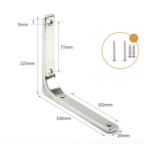 Stainless Steel L Shaped Wall Mounted Shelf Brackets Reinforcement Wall Support - Picture 35 of 38