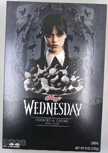 Kelloggs Wednesday Adams Familie Cookies Creme Müsli 8 Oz Halloween limitierte Auflage