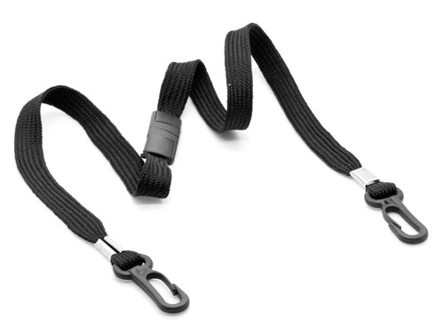 3/8" Black Double Hook Breakaway ID Neck Lanyards with Plastic J Hook for Mask - Photo 10/10