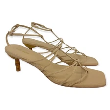CULT GAIA Shoes Womens 42 US 12 Sand Beige Leather Bamboo Heel Strappy Sandals