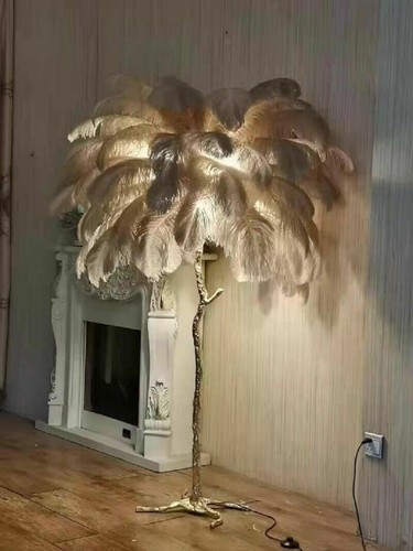 Feather Floor Lamp Living Room Resin Base Palm Tree Ostrich Feathers Lighting Feather Floor Lamp Living Room Resin, Resin Floor Lamps Uk