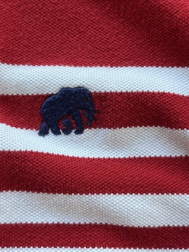Polo Banana Republic uomo XL rossa bianca a righe preppy logo elefante - Foto 6 di 10