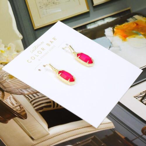 Pendientes colgantes pequeños Kendra Scott Lee Azalea rosa ilusión tono dorado nuevos sin etiquetas - Imagen 5 de 6