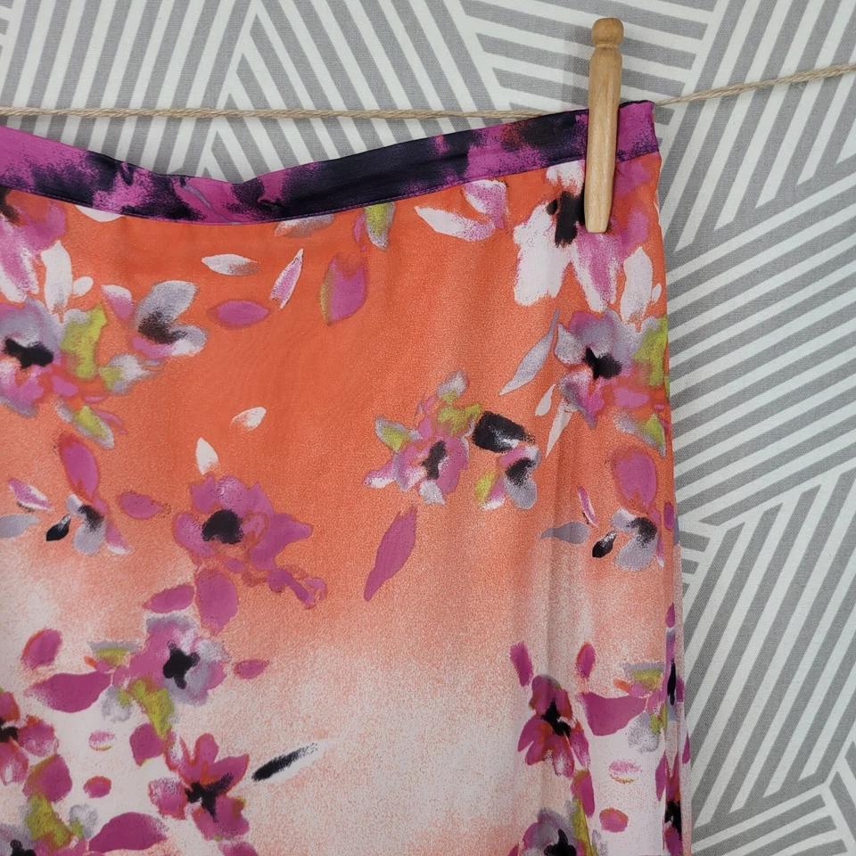 Maxi Falda One World Talla Mediana Floral Boho Hippie Cintura Elástica En Capas Púrpura Foto 3 de 4