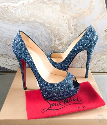 Christian Louboutin Strass Crystal Embellished Peep Toe Pump