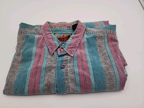 Vintage 90s Blazer Firenze Shirt Men XL Striped Long Sleeve Button Up Grunge - Picture 10 of 10