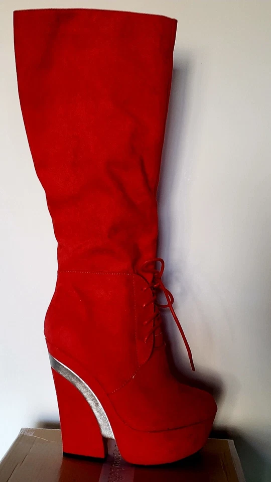 NUEVAS Botas de Vestir Para Mujer Talla 6 FAHRENHEIT Tacón Alto Color Rojo Nuevas en Caja Foto 3 de 4