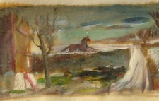 Horse Galloping in a Field toward a Road Oil Painting-1930s/40s-Louis Bosa