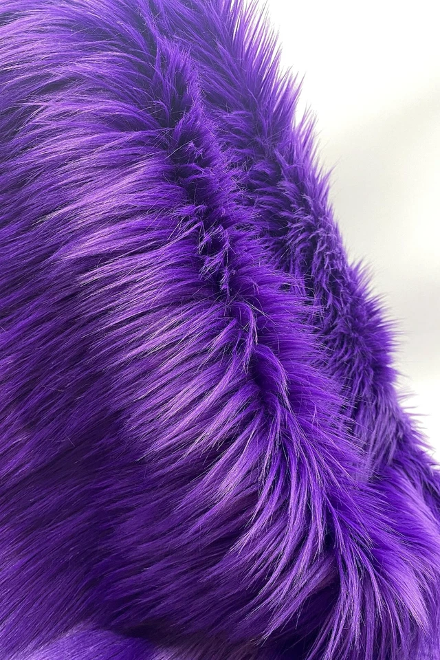 Purple Mohair Shaggy Faux Fur Fabric By The Yard ( Long Pile ) 60" Wide - Image 2 of 2