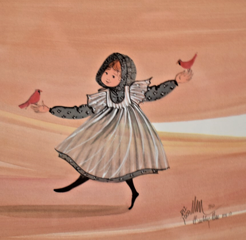 Rare P. Buckley Moss Signed & Numbered Framed Print 1991 Cardinal Girl 877/1000 - Picture 2 of 14