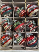 Christmas ornaments Radko Shiny Brite set of 9 glass UFOs Beehives balls PO6845