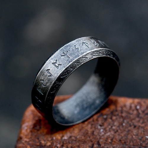 Vintage Viking Mystical Runes Ring Titanium Men's Women's Retro Wedding ...
