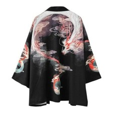 Men Japanese Kimono Yukata Coat Outerwear Cardigan Dragon Top Loose Retro Casual